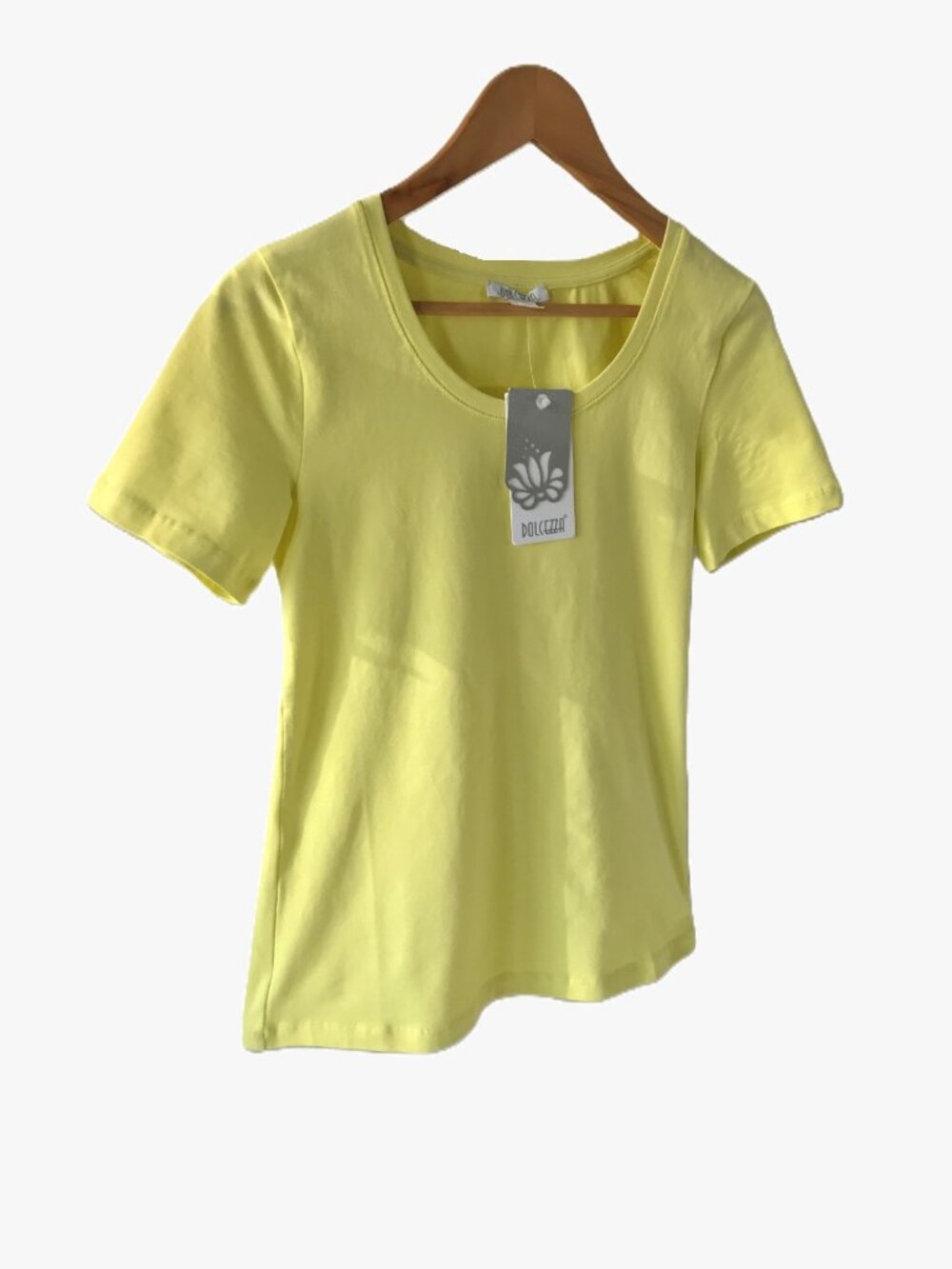Dolcezza Yellow Scoop Neck Cotton Tee • Summer Essential • XS NWT - Picture 5 of 9